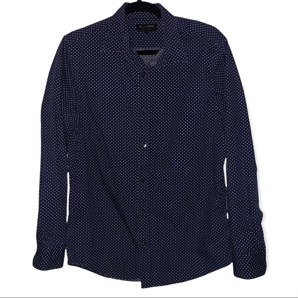 Banana Republic Navy Printed Button Down Shirt